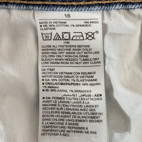 OLD NAVY Mid-Rise Boyfriend Blue Stretch Denim Tapered Distressed Jeans; Size 18 - Picture 4 of 4